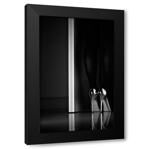 Black + White + Door Black Modern Wood Framed Art Print with Double Matting by Schottstaedt, Erik