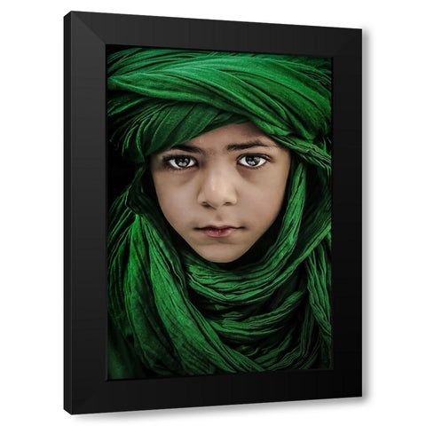 Green Boy Black Modern Wood Framed Art Print with Double Matting by Dhahi, Saeed