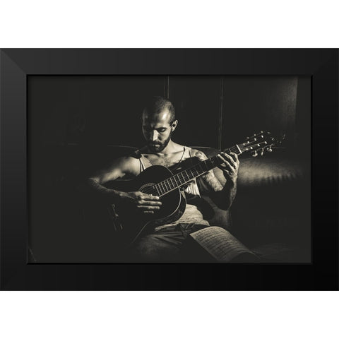 Music Black Modern Wood Framed Art Print by Rodarte, Diego