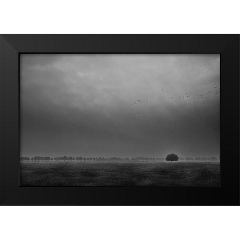Solitaire Black Modern Wood Framed Art Print by Hageman, Michiel