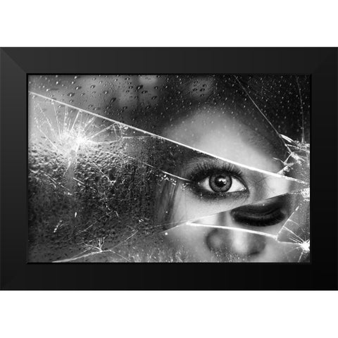 Face Of Pieces Black Modern Wood Framed Art Print by Marlianto, Ivan