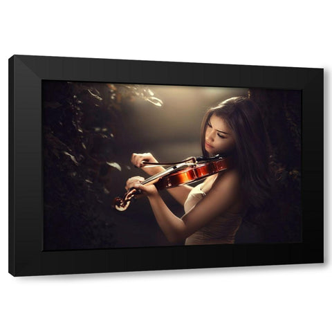 Love Song Black Modern Wood Framed Art Print with Double Matting by Lee, Ivan