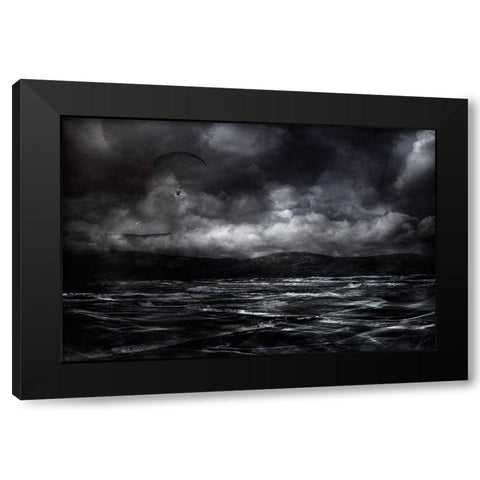Free As A Bird Black Modern Wood Framed Art Print by Marthinussen, Willy