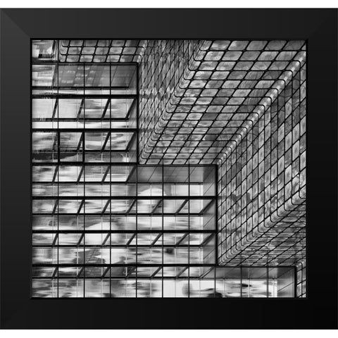 Silver Squares Black Modern Wood Framed Art Print by Van Son, Greetje