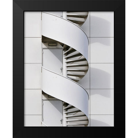 Fire Escape Black Modern Wood Framed Art Print by van Maastricht, Henk