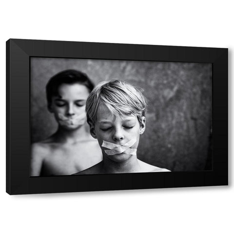 DonT Look, DonT Speak Black Modern Wood Framed Art Print by Delrue, Mirjam