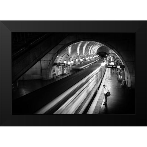 Paris Metro Black Modern Wood Framed Art Print by Lim, Michael