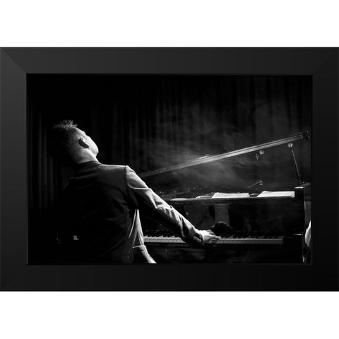 Pianist Black Modern Wood Framed Art Print by P., Laura