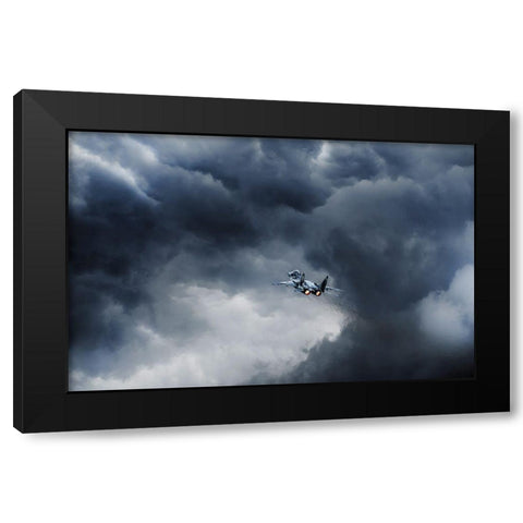 Into The Inferno Black Modern Wood Framed Art Print by Leon