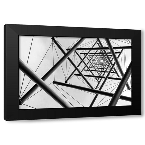 Lines Black Modern Wood Framed Art Print with Double Matting by Vermeend, Carla