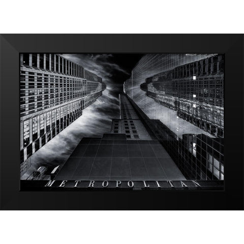 M E T R O P O L I T A N Black Modern Wood Framed Art Print by De La, Javier