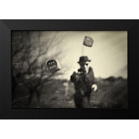 Alea Iacta Est Black Modern Wood Framed Art Print by Dan, Bez