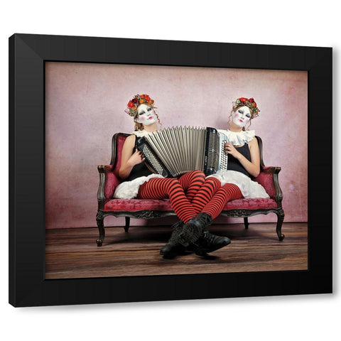 Twins Black Modern Wood Framed Art Print with Double Matting by Vanhercke, Monika