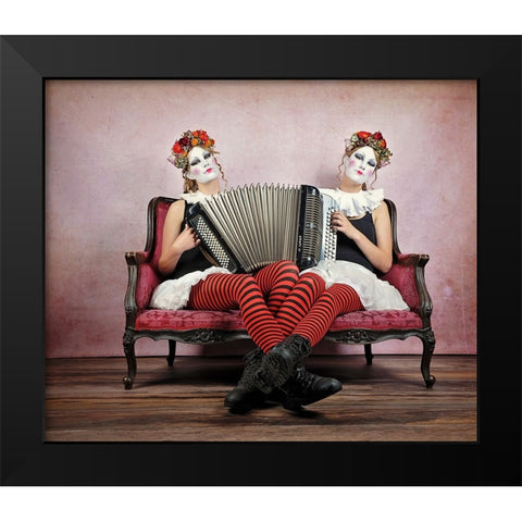 Twins Black Modern Wood Framed Art Print by Vanhercke, Monika