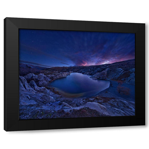 Blue Lake Black Modern Wood Framed Art Print by Zhang, Yan