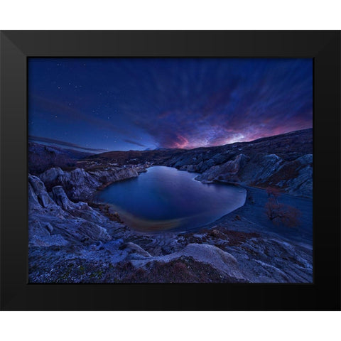 Blue Lake Black Modern Wood Framed Art Print by Zhang, Yan