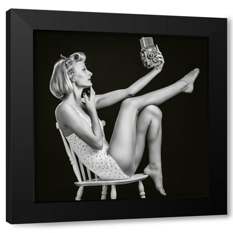Vintage Selfie Black Modern Wood Framed Art Print by Clemen, Rod