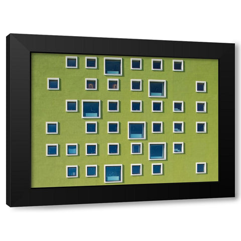 39 Windows Black Modern Wood Framed Art Print with Double Matting by Lykke, Jan