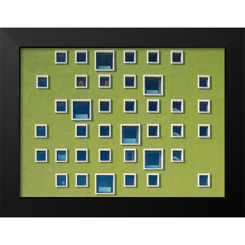 39 Windows Black Modern Wood Framed Art Print by Lykke, Jan