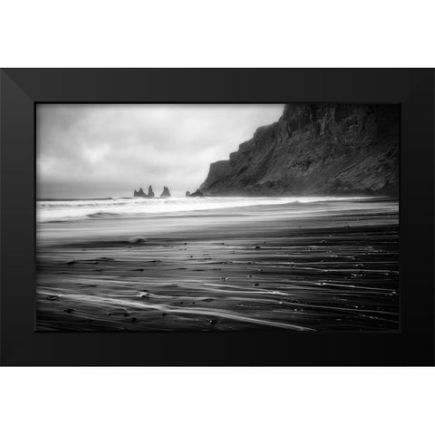 Vik Trails Black Modern Wood Framed Art Print by Klemensak, Tomaz
