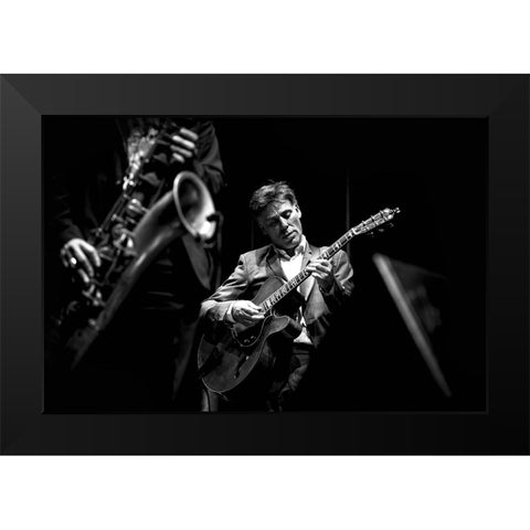 Jazz Black Modern Wood Framed Art Print by Simoes, Goncalo