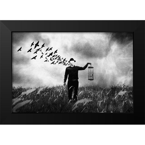 Freedom Black Modern Wood Framed Art Print by Satriani, Jay