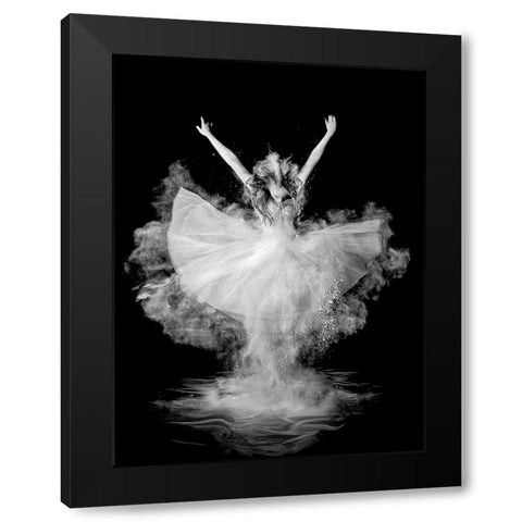 Powder Burst Black Modern Wood Framed Art Print by Pentony MA, Pauline