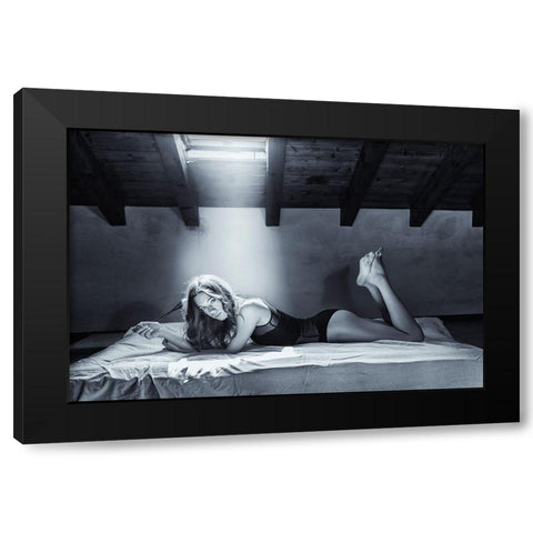 Just Sara... Black Modern Wood Framed Art Print with Double Matting by Micheli, Fabrizio