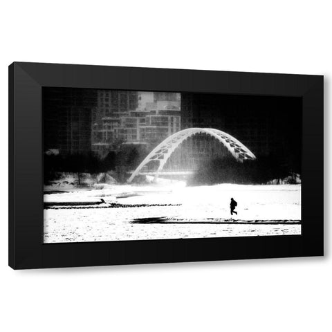 Untitled Black Modern Wood Framed Art Print with Double Matting by Wang, Jian