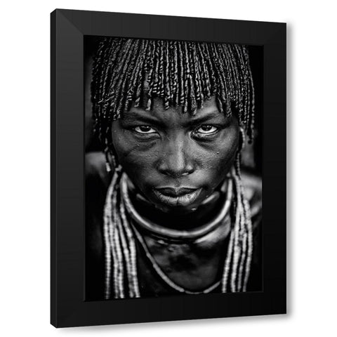 Hamar Woman Black Modern Wood Framed Art Print with Double Matting by Vidak, Vedran