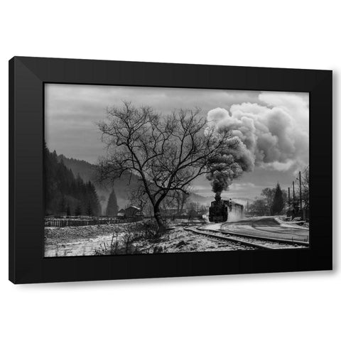 Mocanita Hutulca Black Modern Wood Framed Art Print with Double Matting by Dorin Lucian, Sveduneac