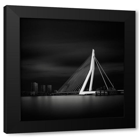 Erasmusbrug Black Modern Wood Framed Art Print by Haggard