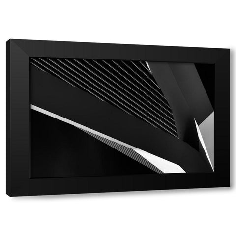 Abstraction Of A Swan Black Modern Wood Framed Art Print with Double Matting by Van De, Jeroen