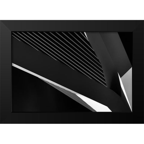 Abstraction Of A Swan Black Modern Wood Framed Art Print by Van De, Jeroen