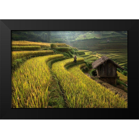 Keep Walking Black Modern Wood Framed Art Print by Intarob, Sarawut