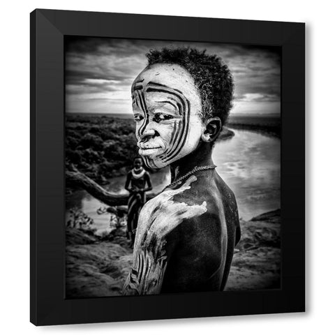 A Boy Of The Karo Tribe. Omo Valley (Ethiopia). Black Modern Wood Framed Art Print by Inazio Kuesta, Joxe
