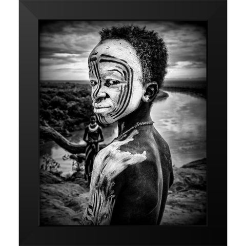 A Boy Of The Karo Tribe. Omo Valley (Ethiopia). Black Modern Wood Framed Art Print by Inazio Kuesta, Joxe