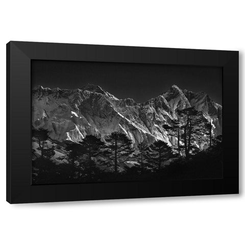 Everest View Black Modern Wood Framed Art Print with Double Matting by Tanase, Sorin