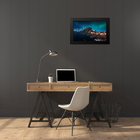 Dancing Over Hamnoy Black Modern Wood Framed Art Print by De La, Javier