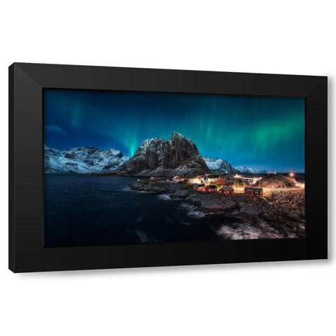 Dancing Over Hamnoy Black Modern Wood Framed Art Print by De La, Javier