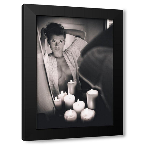 Eva Black Modern Wood Framed Art Print with Double Matting by Unknown