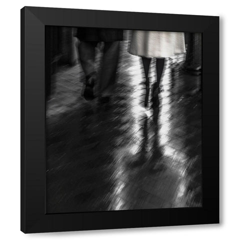 Walking In The Rain Black Modern Wood Framed Art Print by Claes, Gilbert