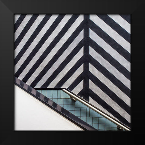 Museum Staircase Black Modern Wood Framed Art Print by Vangindertael, Luc