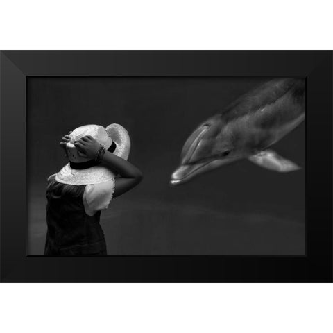 Close Encounter ... Black Modern Wood Framed Art Print by Depaepe, Yvette