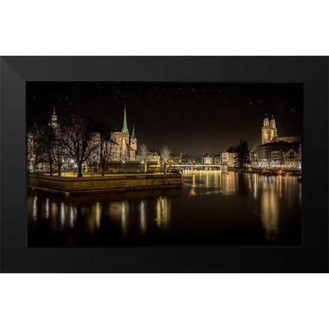 Zurich Black Modern Wood Framed Art Print by Mitropoulos, Petros