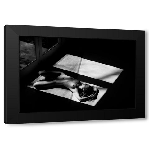 Half Black Modern Wood Framed Art Print by JAE
