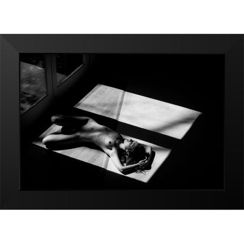 Half Black Modern Wood Framed Art Print by JAE