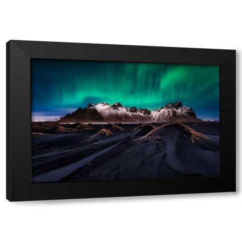 Enchanted Stokksnes Black Modern Wood Framed Art Print by De La, Javier