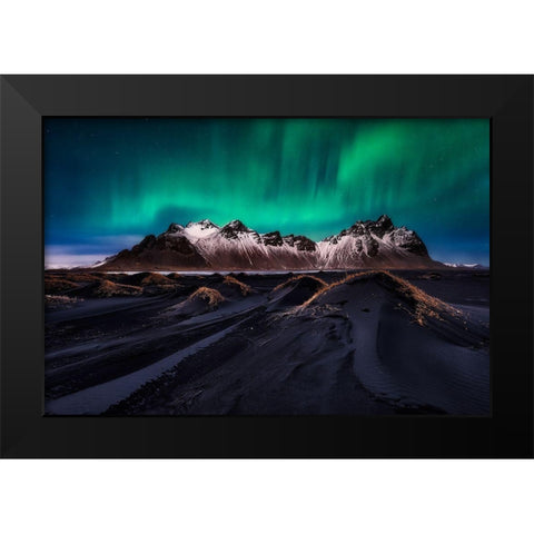 Enchanted Stokksnes Black Modern Wood Framed Art Print by De La, Javier