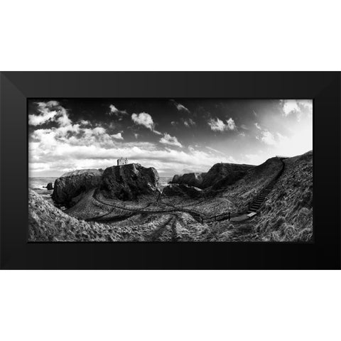 Dunnottar Castle Black Modern Wood Framed Art Print by Clemens, Thomas